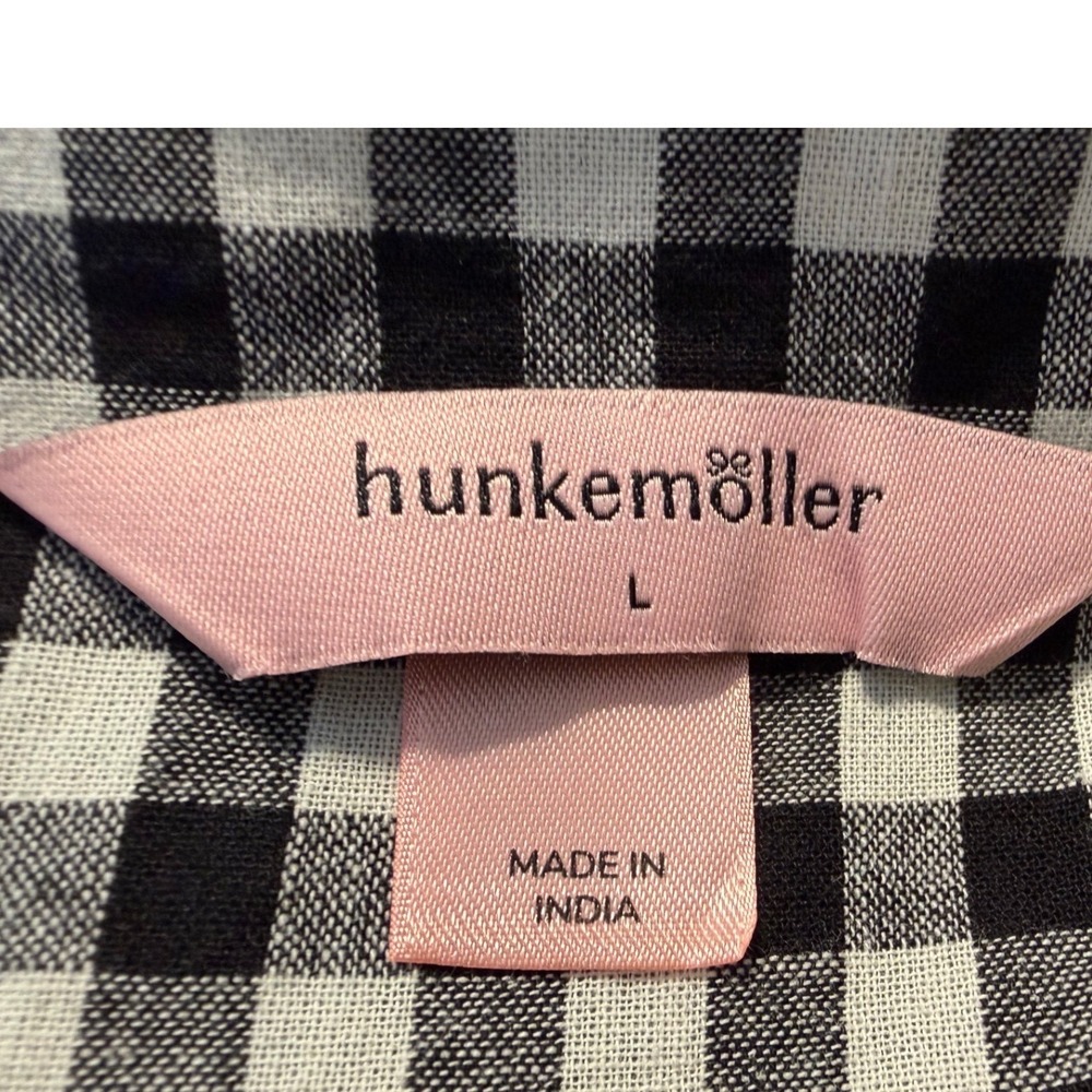 Hunkemoller Gingham Check Tiered Midi Dress Tie Shoulder Black White L 101-33 - Picture 3 of 14